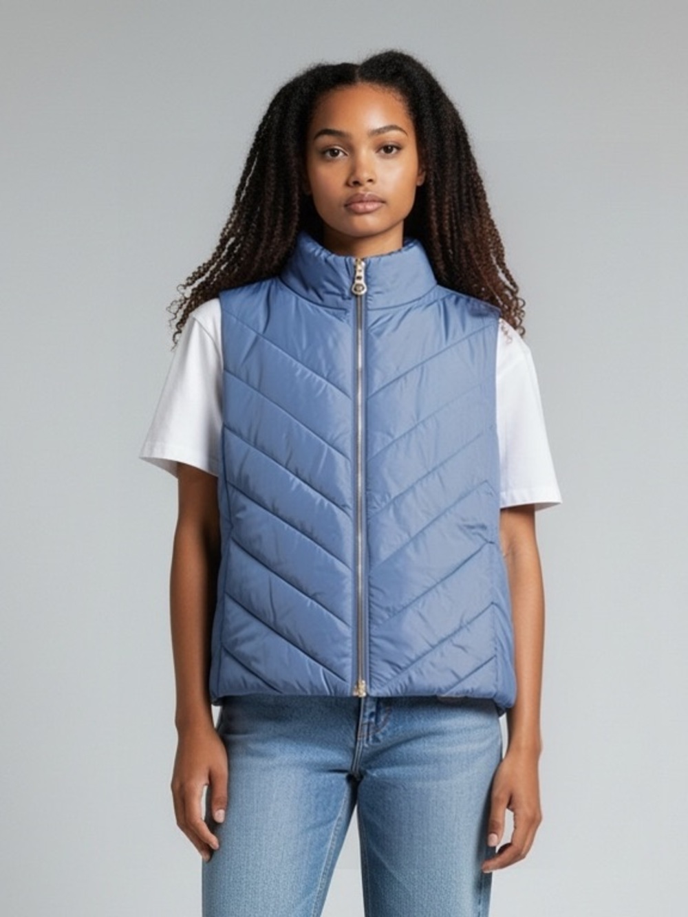 Michael Kors Blue Quilted Puffer Vest